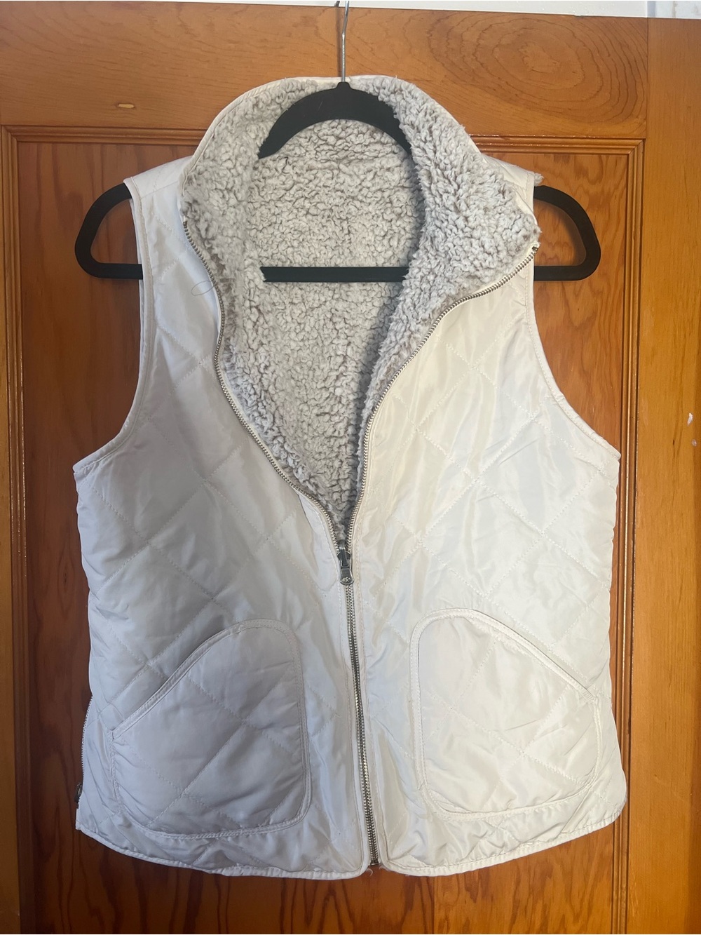 Women's Cream Quilted Sherpa-Lined Vest - Lightweight Warmth